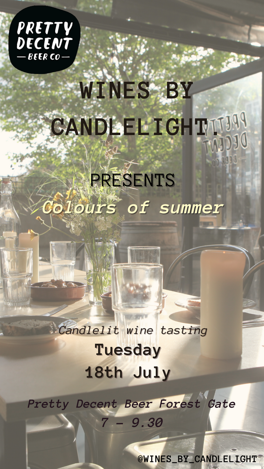Wines by Candlelight @ Forest Gate Taproom Tuesday 18th July
